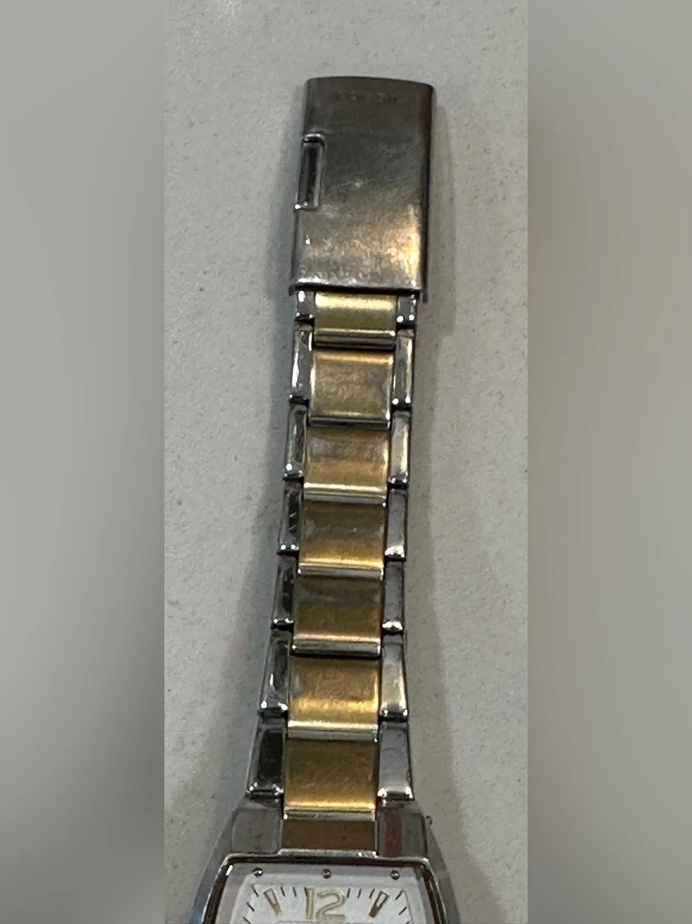 Two Tone Silver Gold Tonneau Date Watch Classic Stainless Steel Minimalist